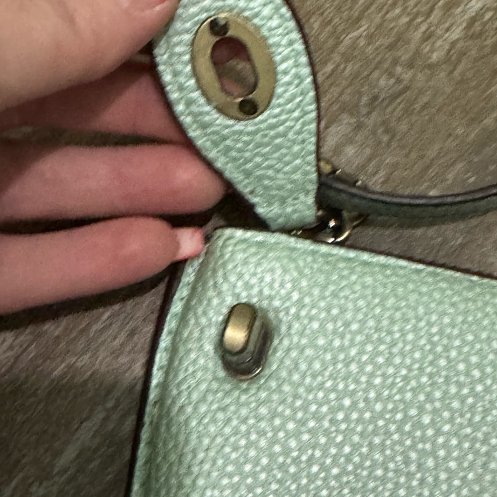 Joy Susan Green Clutch Wristlet with bronze Hardware - Picture 7 of 9